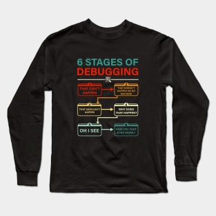 6 Stages Of Debugging Funny Developer Hacker Coder Programmer Long Sleeve T-Shirt